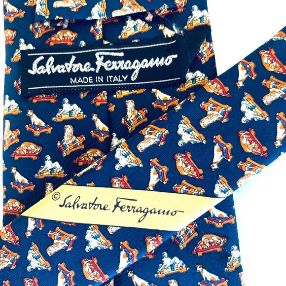 Salvatore Ferragamo XMAS FOX HUNT EQUESTRIAN 100% Silk Ties - Picture 5 of 16